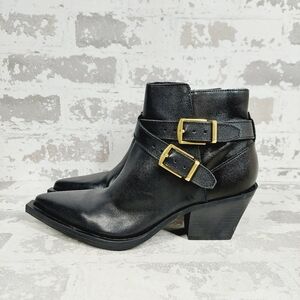 New Dolce Vita Rayner Buckle Black Leather Pointy Toe Bootie i909